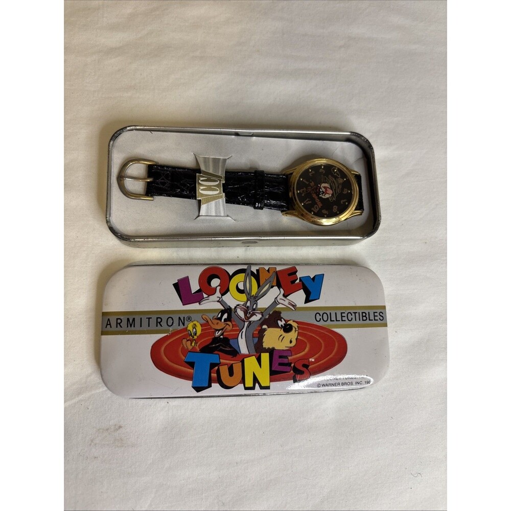 Armitron Looney Tunes Watch Unisex OS Black Good Taz 1992 Vintage 2200/44F‎